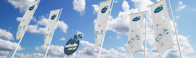 Mibelle Fahnen vor bewölktem Himmel Mibelle Fahnen vor bewölktem Himmel
